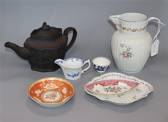A collection of English and European ceramics to include a Caughley tea bowl